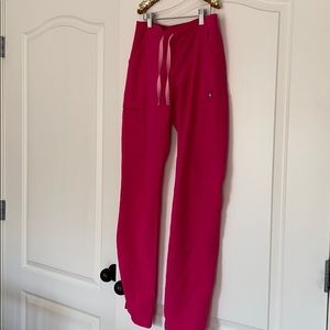 FIGS SCRUB BOTTOMS XS TALL HOT PINK